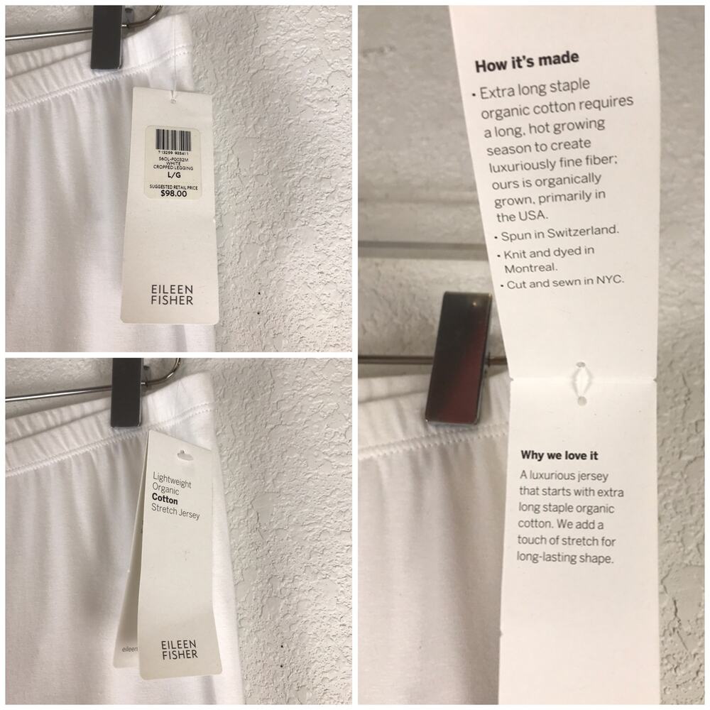 NWT Eileen Fisher Lightweight Cropped Organic Cotton Stretch Jersey Leggings L - Picture 8 of 11